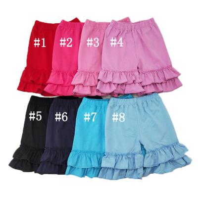 China OEM Service Breathable Baby Boutique Shorts Kids 100% Cotton Ruffle Pants Legging Kids Girls Abbreviation for sale