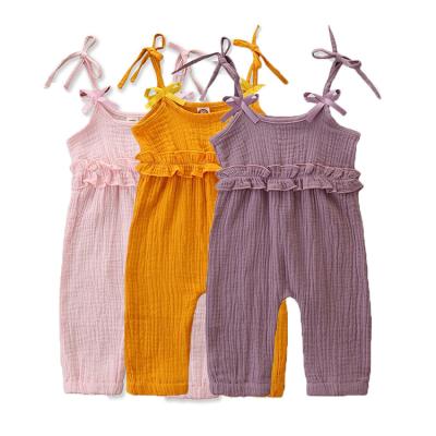 China Overall 1-3Y Lovely Retro Baby Romper Cotton Summer Clothing Strap Toddler Jumpsuit Solid Leg Soft Sleeveless Rocket Sleeveless for sale