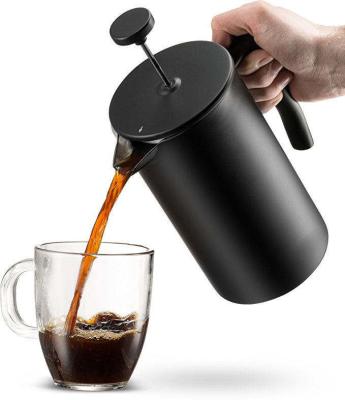 China Pressão térmica de café francesa de 1000 ml Pressão de café de aço inoxidável de parede dupla à venda