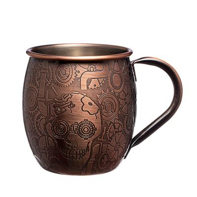 China 18 Oz Hammered Stainless Steel Copper Mugs 304 Stainless Steel Corrosion Resistant for sale