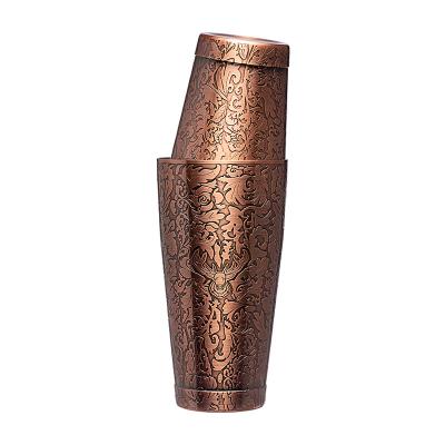 China Unbreakable Stainless Steel Cocktail Shaker Baroque Style Boston Shaker for sale