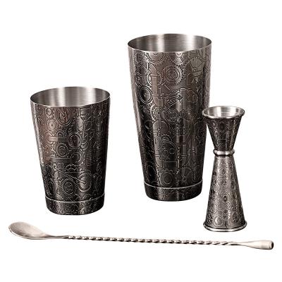 China Antigo conjunto de misturador de coquetéis preto Kit de barman para misturar bebidas à venda