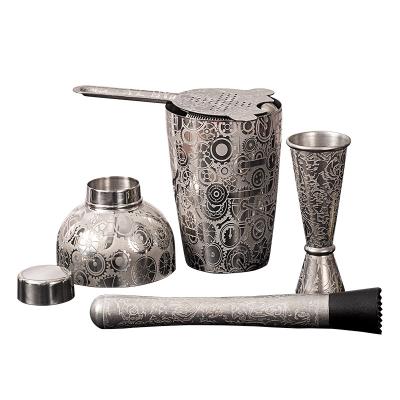 Cina Homeware in acciaio inossidabile d' argento antico 4 pezzi cocktail shaker set in vendita