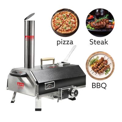 China Diseño trapezoidal Horno de pizza al aire libre negro Automático giratorio con leña en venta