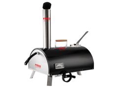 Semi Automatic Pizza Oven Rotating 12“ Wood Fired Silver Matte / Black