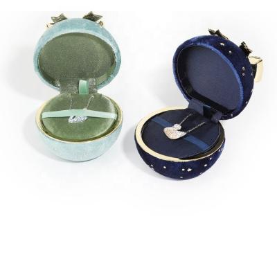 China Fashionable Round Wedding Proposal Display Corduroy Star Vintage Velvet Ring Necklace Jewelry Box AS-315 for sale