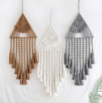 China Minimalist Hand & Tassel Wall Hanging Tapestries Morocco Boho Apartment Home Decor Macrame Woven Bohemian Blanket for sale