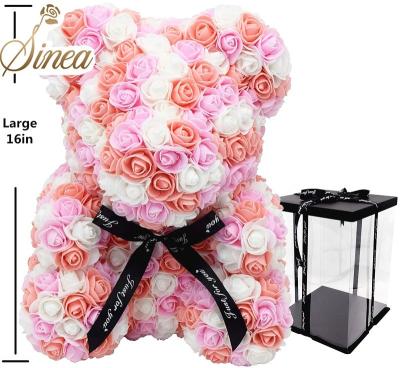 China Custom Romantic Roses Wedding Decorative Foam Teddy Bears Decor Artificial Flowers Flowers 40cm Valentines Day Home Handmade Pe Gift Box Wholesale for sale