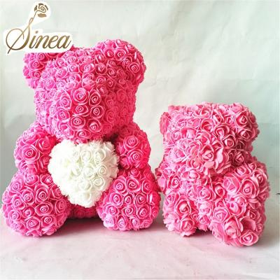 China Fashional artificial flowers wholesale various specifications flower promotional oem rose flower pe foam pink teddy bear for sale