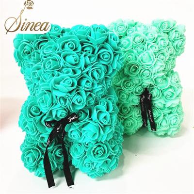 China Wholesale Colorful Valentines Day Gift PE Foam Plant Artificial Flower Beau Artificial Flower Rose Bears With Box Gift for sale