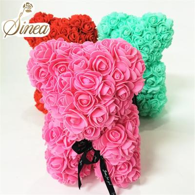 China Beautiful Colorful Foam Flower 25cm Love Forever Romantic Gift Handmade Unique Gifts Flower Christmas Competitive Low Price Rose Bear for sale