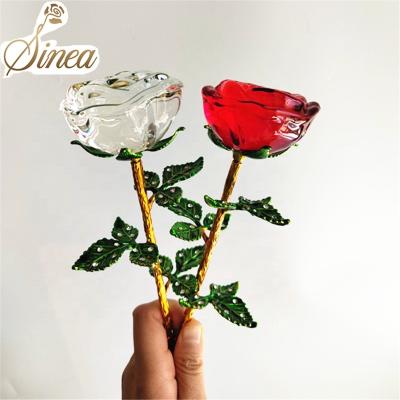 China Europe Factory Price Good Valentine's Day Gold Beauty Gift Set Decoration Flowers K9 Gold Crystals Rose for sale