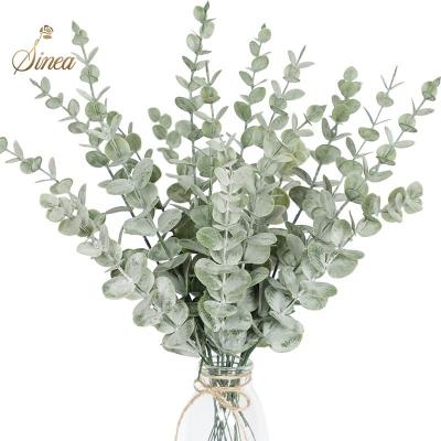 China Plastic Wedding Bouquet Silver Dollar Leaf Stems Simulation Plant Touch Real Artificial Eucalyptus Stems Decor For Home Decor for sale