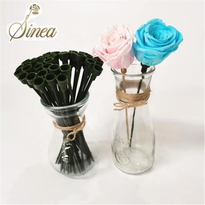 China Europe Good Price Latex Dried Gold Real Touch Floral Metal Artificial Flowers Preserved Roses Long Stem for sale