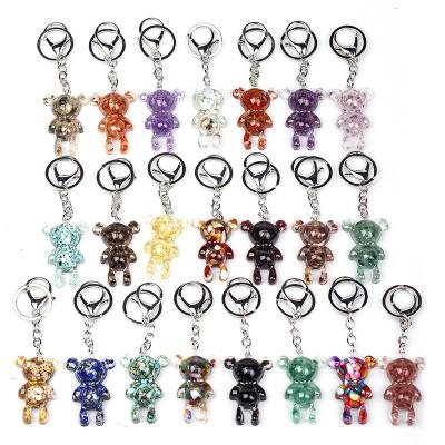 China Crystal Wholesale natural crystal stone breach man and woman key chain plastic key chains ring bear resin car metal bag pendant for sale