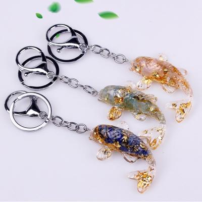 China Crystal Wholesale Resin 3d Key Chain Cartoon Cute Fish Natural Crystal Stone Animals Key Chain For Car Or Bag Gift for sale