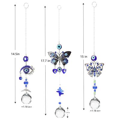 China China Wholesale K9 Crystal Butterfly Sun Dream Catchers Stained Glass Wind Chimes Evil Eyes Sun Catcher Pendant for Decoration for sale