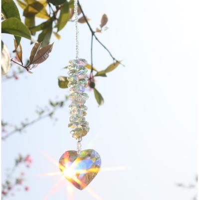 China Heart Crystal Sun Catcher Balcony Pendant China Wholesale Crystal Small Sun Dream Catchers K9 Glass Wind Chimes For Decoration for sale