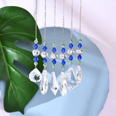 China China Leaf Net Love Blue Pearl Flower Holding Crystal Sun Catchers Pendant Crystal Outdoor Decor Home Window DIY For Decoration for sale