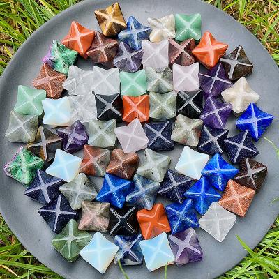 China Wholesale Europe-American natural merkaba crystal star carving reiki meditation healing rose quartz amethyst gemstone crystal ornaments for sale