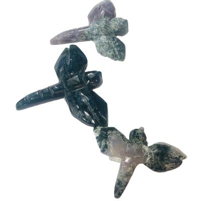 China Wholesale Dragonfly High Quality Healing Moss Agate Moss Stones China Crystal Stone for Decoration and Gifts for sale