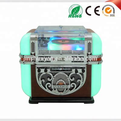 China MDF Wooden Mini Desktop Jukebox Audio Speaker With CD MP3 Player Portable BT Radio Jukebox for sale