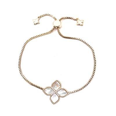 China Popular Casual/Sporty Gold Boxchain Flower Pearly Bracelets For Women Jewelry For Lowest Price *T1927BGM for sale