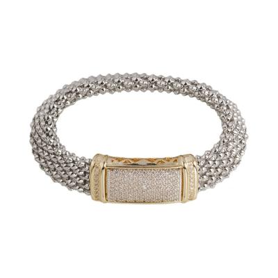 China 2020 Low Price Casual / Sporty Inspiration Bracelet Rhodium 2 Tone 14Mm Popcorn Pave Bracelet For Women *T2397BXKPV for sale