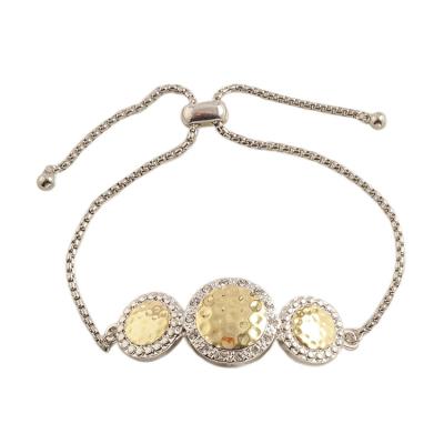 China Wholesale Casual/Sporty Round Rhodium 2 Disc Gold Plated Bangle Ripped Custom Bracelet For Women *T2773BXK for sale