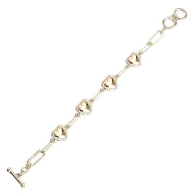 China FASHIONABLE 14K Gold Plated Two Tone Brass Heart Dot Fashion Bracelet *A6278BK for sale