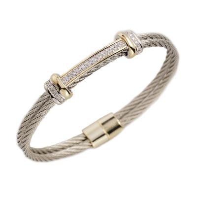 China TWO TONE Cheap Price Wholesale Wire Rhodium Bracelet Women Jewelry Bracelets For Girls *T2636BKPV for sale