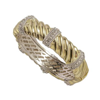 China TWO TONE Designer Charms Gold 2 Tone Pave Bangles Girl Size Zing Alloy Vintage Bangle Bracelet *T2725BGK for sale