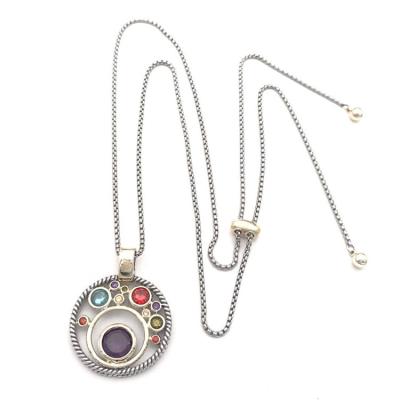 China CLASSIC Popular Rhodium 2 Tone Round Daek Multi Statement Necklace For Women *T1477XKDM-33 for sale