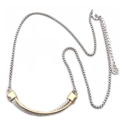 China 2020 CLASSIC Necklace Rhodium Box Chain 2 Tone Wire /Cable Station Necklace Jewelry Seller For Sale *T1910K for sale