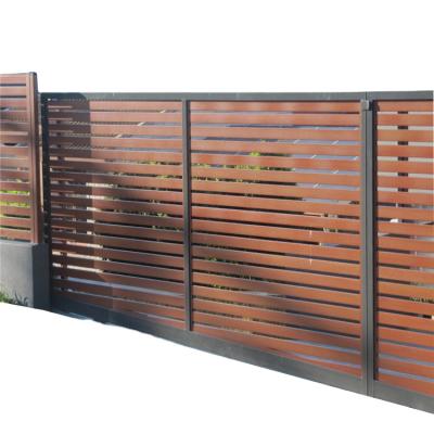 China Timber Grain Aluminum Horizontal Slat Fencing Panels Profile for sale