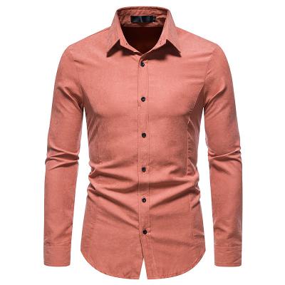 China Anti-Wrinkle Men's Retro Long Sleeve Solid Color Casual Shirts Slim Fit Business Suit Shirt Factory Custom Wholesale for sale