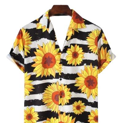 China Anti-wrinkle made in style mens vacation print china hawaiian short sleeve shirts sunflower shirt wholesale for sale