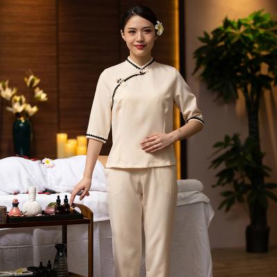 China Hot Sale China Style Workwear Staff Breathable Spa Suits Massage Women Style Uniforms Beauty Salon And Spa Uniform Suit for sale