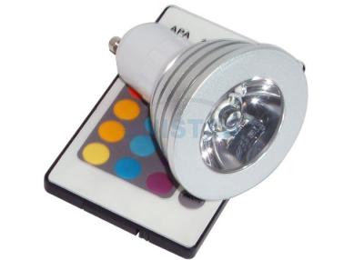 China High Brightness 3 Watt RGB GU10 LED Spotlight With Remote Control 30º 68º Angle Beam AC100~240v for sale