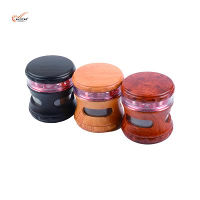 China Gunter Weed Accessories Custom Logo Window Smoking Grinder 63mm 4 Pieces Wooden Grinder 2020 for sale