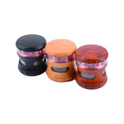 China Grinding Spud 420 Accessories 63mm Smoking Herb Grinder Wood Custom Transparent Clear Window for sale