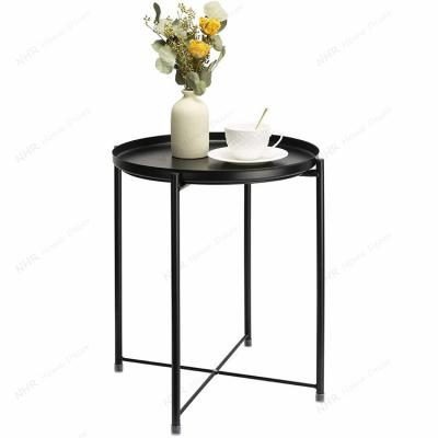 China Nordicable stylish folding table able side iron Europe iron coffee table convertible living room furniture removable tray for sale