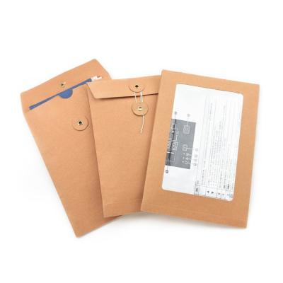 China Custom Size Brown Kraft Pocket Style Envelope without Gusset for Important Documents for sale