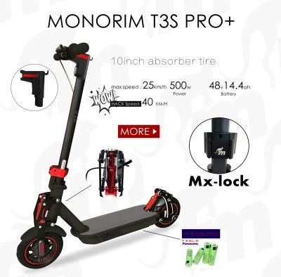 China monorim T3S PRO+ with front and rear solid suspension 500w 48v 14.4ah 10inch tire M365/pro scooter 10inch/1s MAXG30 for sale