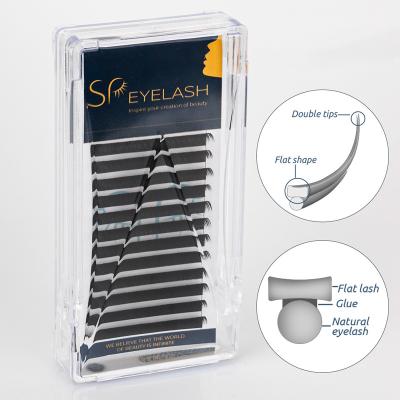 China Natural Soft PS Lashes Eyelash Extension Fan 0.15 Camellia Lashes Ellipse Flat Shape False Lashes Split Eyelash Extensions for sale