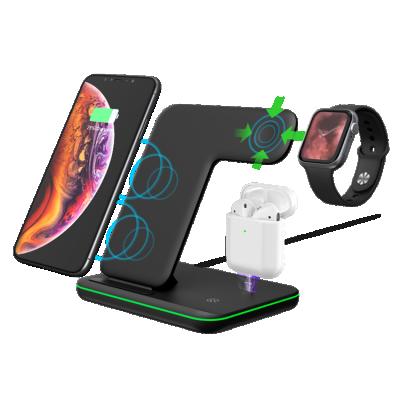 China Hot Selling Amazone 15w Fast Portable Qi Wireless Chargers 3in1 Radio Charging Station 3 in 1 Wireless Charger For iPhone 13 Watch for sale