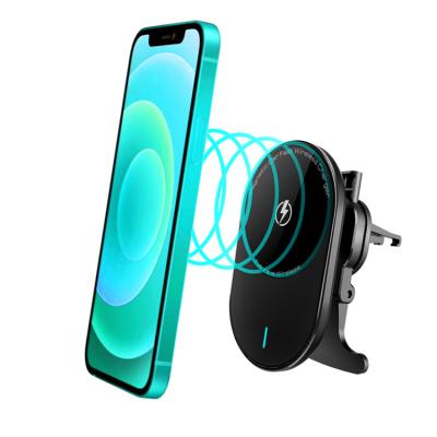 China Compatible For iPhone 12 Series Upgraded Magnetic Qi Phone Mount Holder 15w Car Wireless Charger For iPhone 12 Samsung S21 for sale