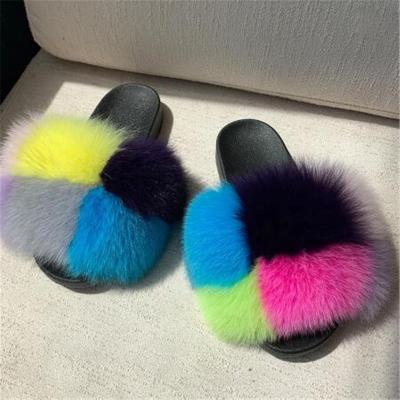 China CUSHIONING Full Style Kids Fur Slippers Womens Winter Fur Slips Soft Fur Slippers for sale