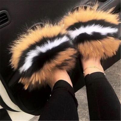 China CUSHIONING Fashionable High Quality Women's Fox Fur Slipper Fur Slippers Women's Slippers for sale