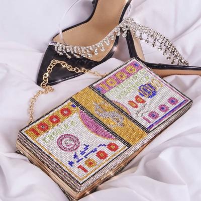 China PVC Women Evening Crystal Pile Of Money Purses Funny Clutches for sale